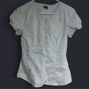 Willi Smith Cream Button-Up Blouse